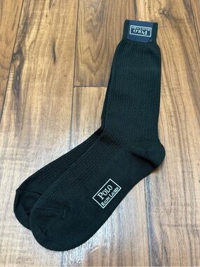 VTG Polo Ralph Lauren Socks 90's NOS Cotton Blend USA Dress Crew Black
